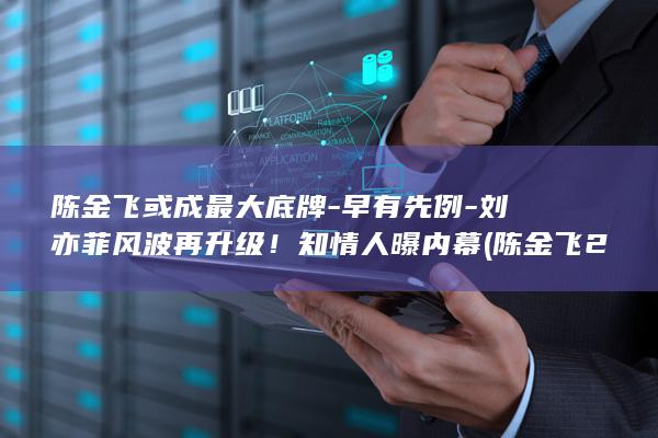 陈金飞或成最大底牌-早有先例-刘亦菲风波再升级！知情人曝内幕 (陈金飞2007)