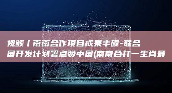 视频丨南南合作项目成果丰硕-联合国开发计划署点赞中国 (南南合打一生肖最佳答案)