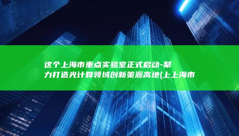 这个上海市重点实验室正式启动-聚力打造光计算领域创新策源高地 (上上海市)