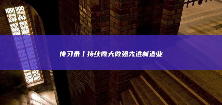 传习录丨持续做大做强先进制造业