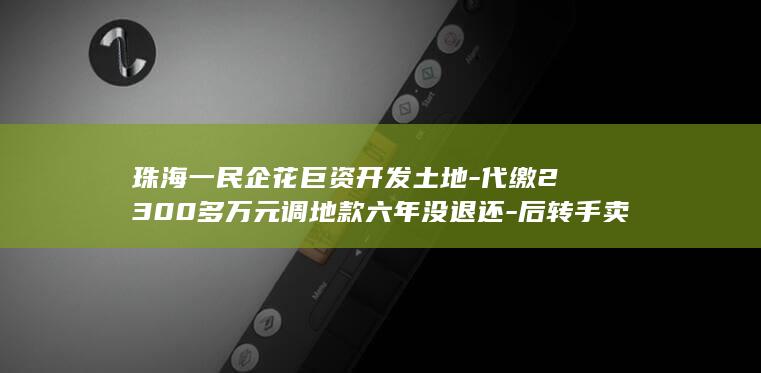 珠海一民企花巨资开发土地-代缴2300多万元调地款六年没退还-后转手卖6.98亿元-无偿收储-被政府 (珠海十大民营企业老板是谁)